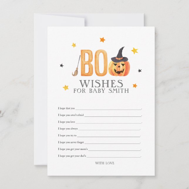 Jack-o-lantern Baby Shower, Wishes for Baby Card (Front)