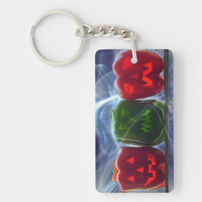Jack O Lantern Bell Peppers Key Ring (Front)