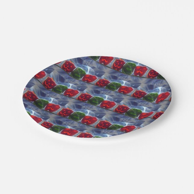 Jack O Lantern Bell Peppers Paper Plate (Angled)