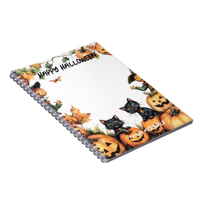 Jack o Lantern, Black Cats and Scarecrow  Notebook (Right Side)