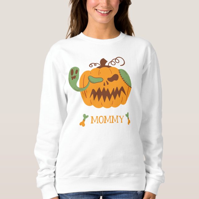 Jack-o'-Lantern & Bones Spooky Halloween Mum Sweatshirt (Front)