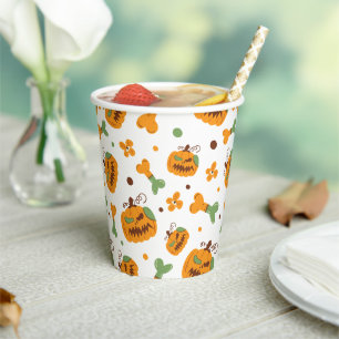 Jack-o-Lantern & Bones Spooky Halloween Paper Cups