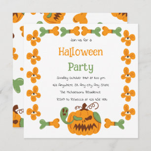 Jack-o'-Lantern & Bones Spooky Halloween Party  Invitation