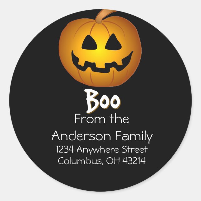 Jack O Lantern Boo Address Labels (Front)