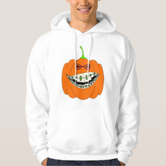 Jack-O-Lantern Braces Orthodontics Geek Nerd Glass Hoodie