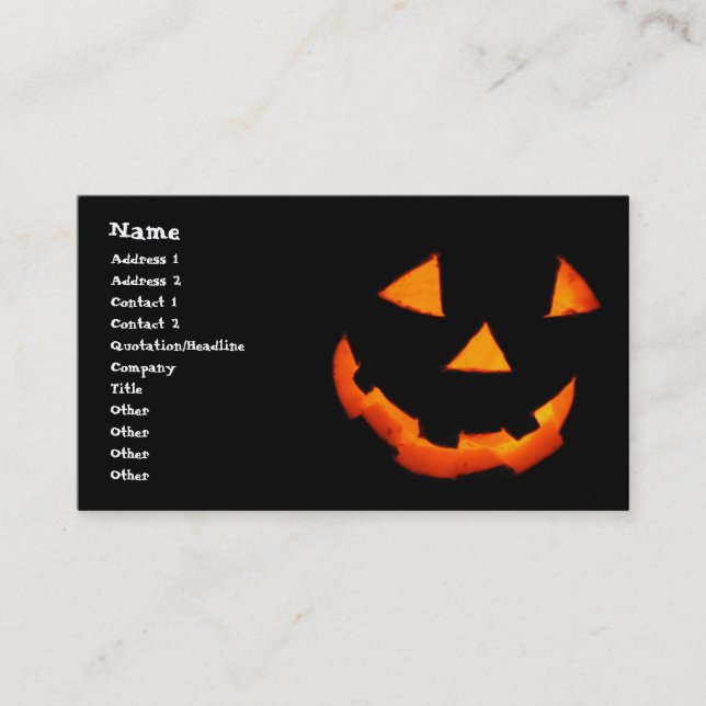 Jack-o'-Lantern business cards (Front)