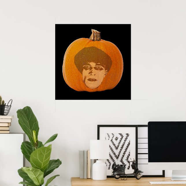 Jack o' Lantern Caligari Face, Halloween Pumpkin Poster (Home Office)