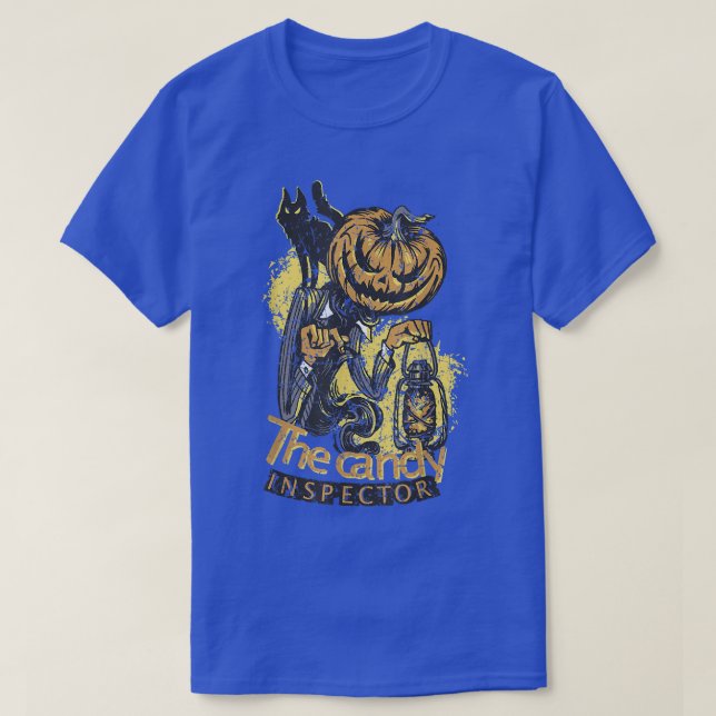 Jack O Lantern Candy Inspector Halloween grunge vi T-Shirt (Design Front)