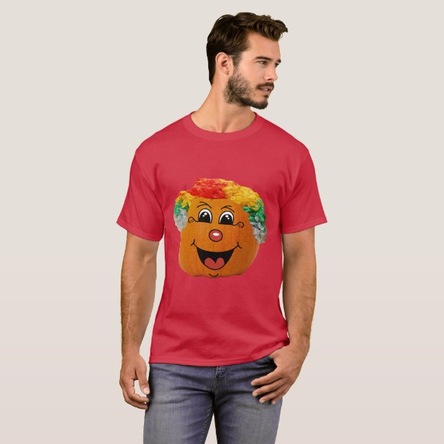 Jack o' Lantern Clown Face, Halloween Pumpkin T-Shirt (Front Full)