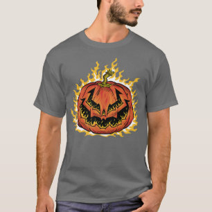 Jack o Lantern Cool Halloween Pumpkin with Flames T-Shirt