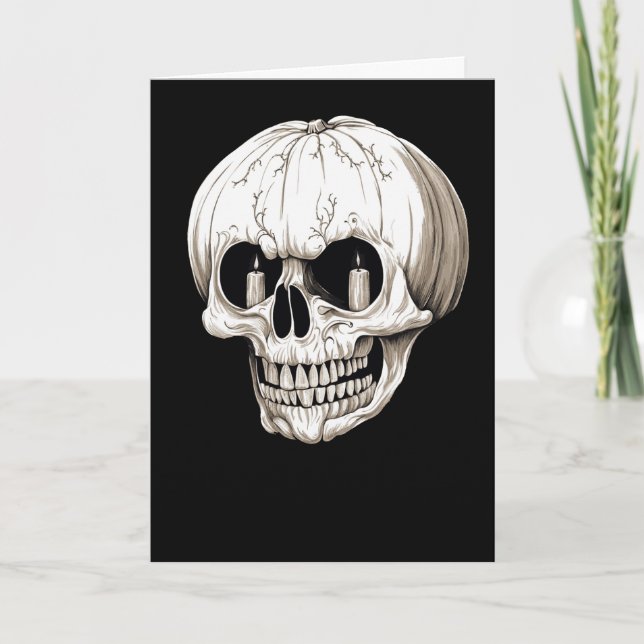 Jack O Lantern Cranium Halloween Gothic Holiday Card (Front)