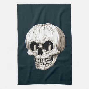 Jack O Lantern Cranium Halloween Gothic Tea Towel
