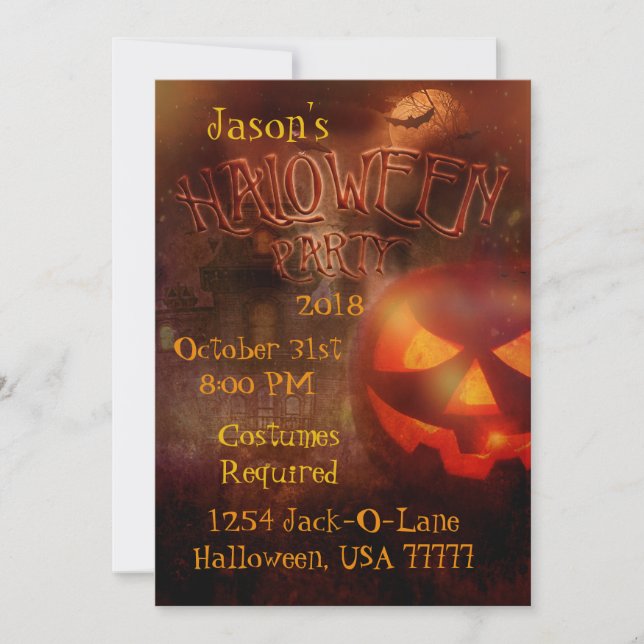 Jack-O-Lantern Creepy House Halloween Party Invitation (Front)