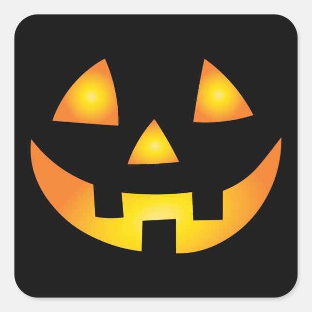Jack O Lantern Creepy Pumpkin Face Halloween Square Sticker (Front)