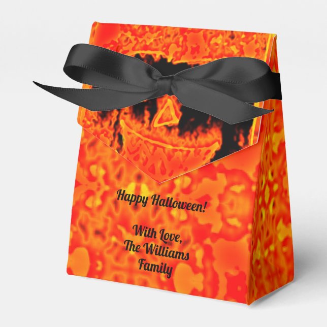  Jack-O'-Lantern cute carved pumpkin Halloween Favour Box (Front Side)