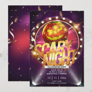 Jack-O-Lantern Disco Ball Adult Halloween Party Invitation
