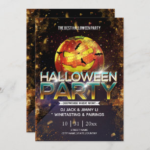 Jack-O-Lantern Disco Ball Adult Halloween Party Invitation