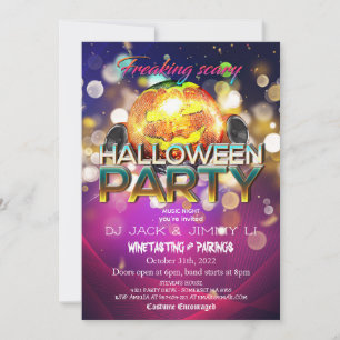 Jack-O-Lantern Disco Ball Adult Halloween Party Invitation