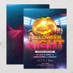 Jack-O-Lantern Disco Ball Adult Halloween Party Invitation