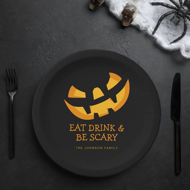 Jack-O-Lantern Eat Drink and Be Scary Paper Plate (Jack-O-Lantern Eat Drink and Be Scary Paper Plates)