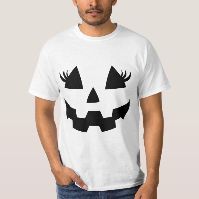 Jack O Lantern Eyelashes Pumpkin Face Halloween Wo T-Shirt (Front)