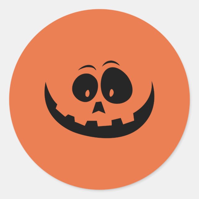 Jack O Lantern Face Classic Round Sticker (Front)