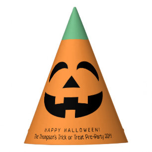 Jack-o-Lantern Face Cute Modern Pumpkin Halloween Party Hat