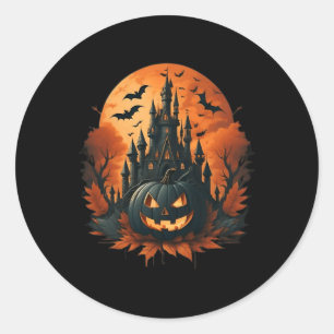 Jack O' Lantern Face Halloween Pumpkin Spooky Classic Round Sticker