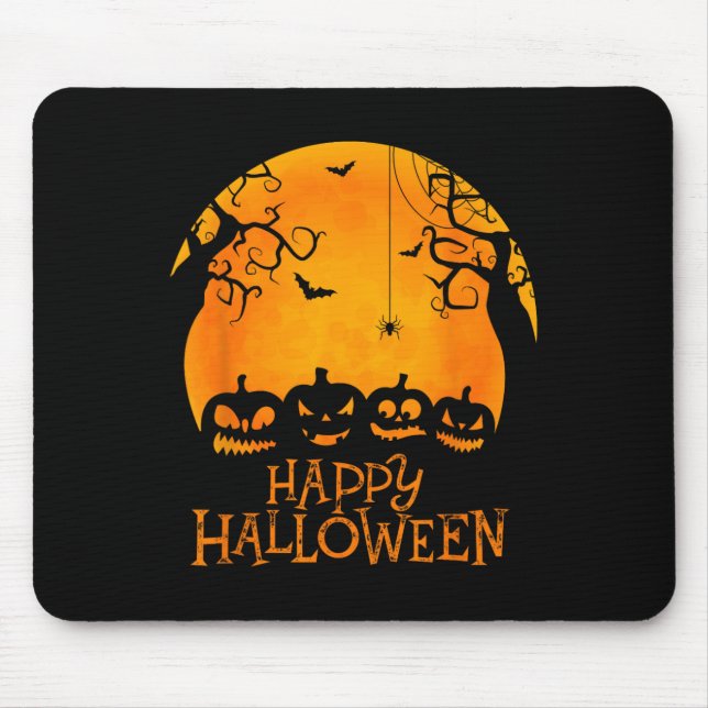 Jack O Lantern Face Happy Halloween Pumpkins Men W Mouse Mat (Front)