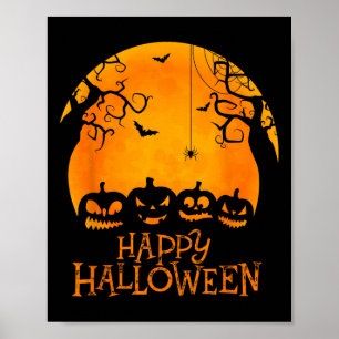 Jack O Lantern Face Happy Halloween Pumpkins Men W Poster
