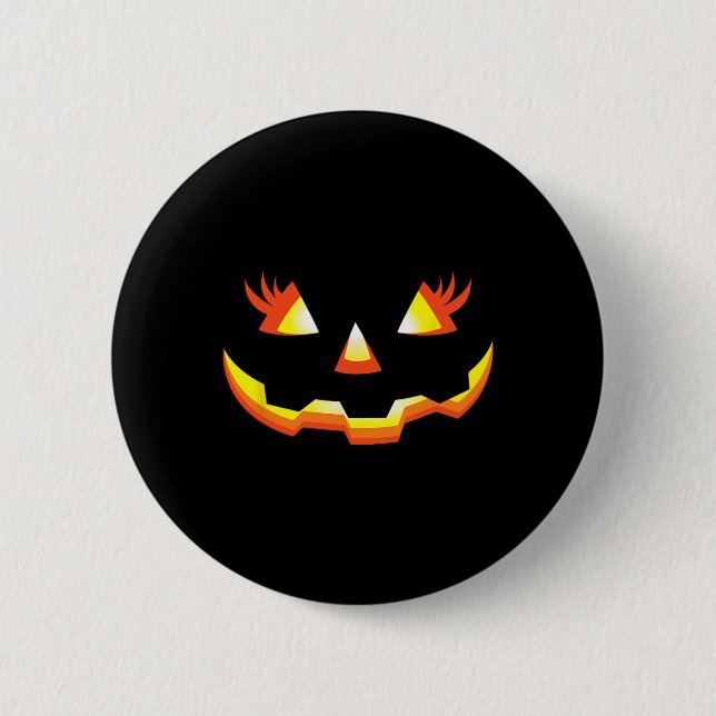 Jack O Lantern Face Pumpkin Eyelashes Halloween Co 6 Cm Round Badge (Front)