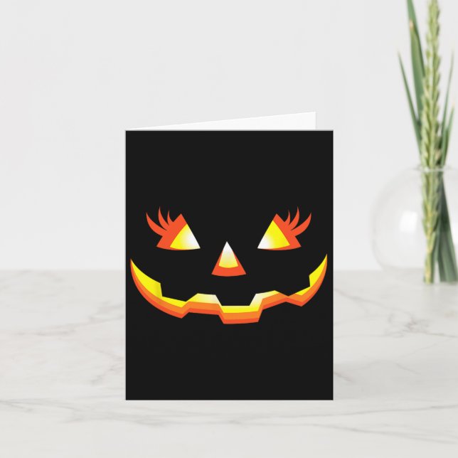 Jack O Lantern Face Pumpkin Eyelashes Halloween Co Card (Front)