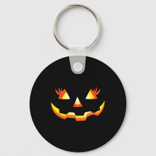 Jack O Lantern Face Pumpkin Eyelashes Halloween Co Key Ring