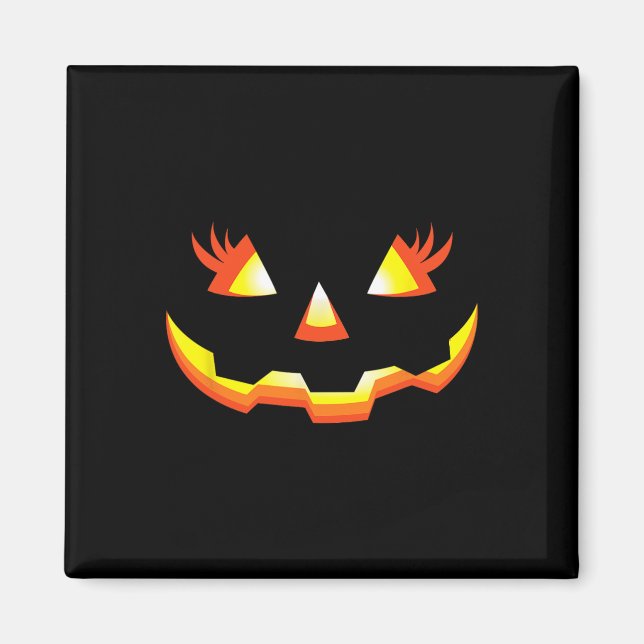 Jack O Lantern Face Pumpkin Eyelashes Halloween Co Magnet (Front)