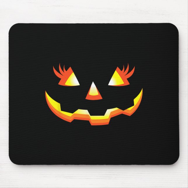 Jack O Lantern Face Pumpkin Eyelashes Halloween Co Mouse Mat (Front)