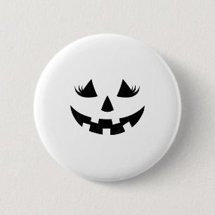 Jack O Lantern Face Pumpkin Eyelashes Halloween Wo 6 Cm Round Badge