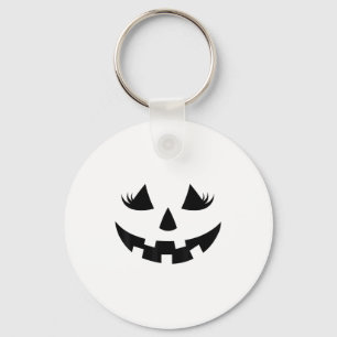 Jack O Lantern Face Pumpkin Eyelashes Halloween Wo Key Ring