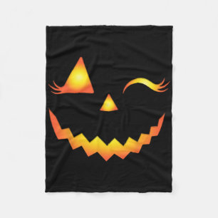 Jack O Lantern Face Pumpkin Eyelashes Hallowen Cos Fleece Blanket