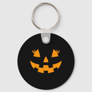Jack O Lantern Face Pumpkin Eyelashes Hallowen Cos Key Ring