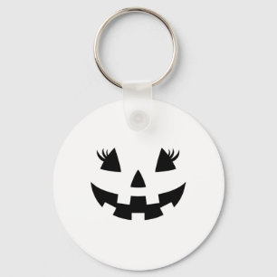 Jack O Lantern Face Pumpkin Eyelashes Hallowen Cos Key Ring