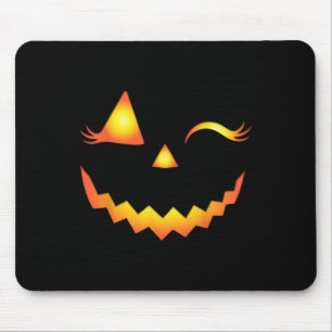Jack O Lantern Face Pumpkin Eyelashes Hallowen Cos Mouse Mat