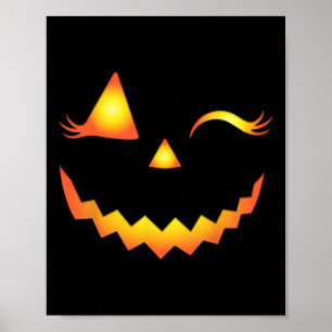 Jack O Lantern Face Pumpkin Eyelashes Hallowen Cos Poster
