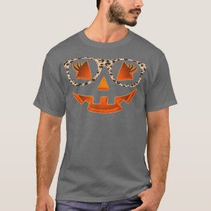Jack O Lantern Face Pumpkin Halloween Leopard Glas T-Shirt