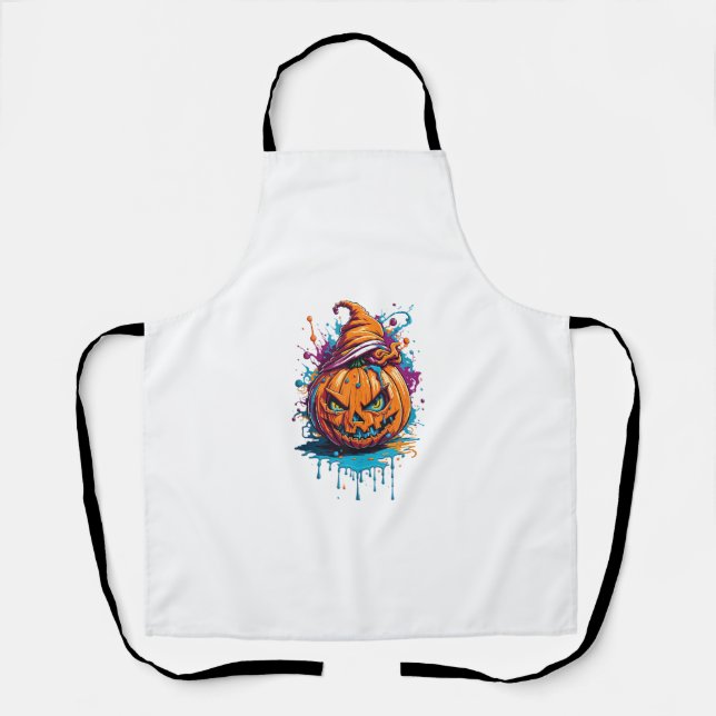 jack o lantern face pumpkin scary halloween costum apron (Front)