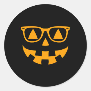 Jack O Lantern Face Sunglasses Glasses Halloween P Classic Round Sticker