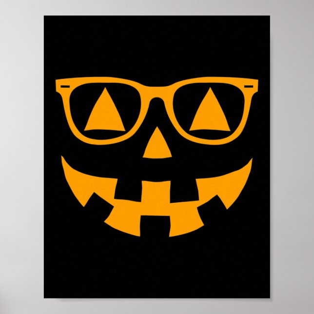 Jack O Lantern Face Sungles Gles Halloween Pumpkin Poster (Front)