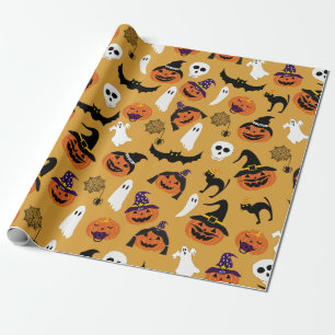 Jack o Lantern Family pattern Wrapping Paper