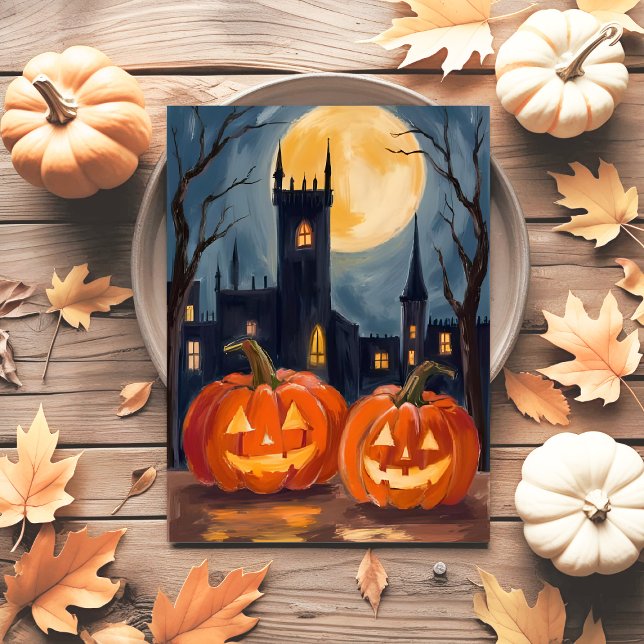 Jack-O-Lantern Fright | Halloween Spooky Painted Holiday Postcard (Creator Uploaded)