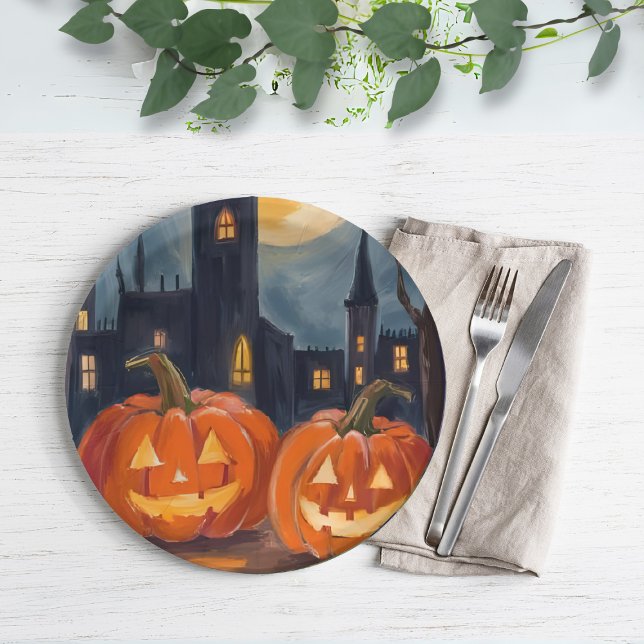 Jack-O-Lantern Fright | Halloween Spooky Painted Paper Plate (Creator Uploaded)