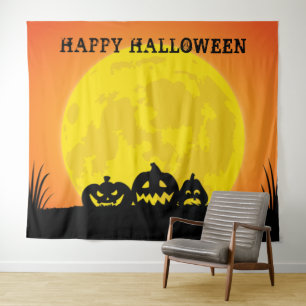 Jack o' Lantern Full Moon Halloween Tapestry